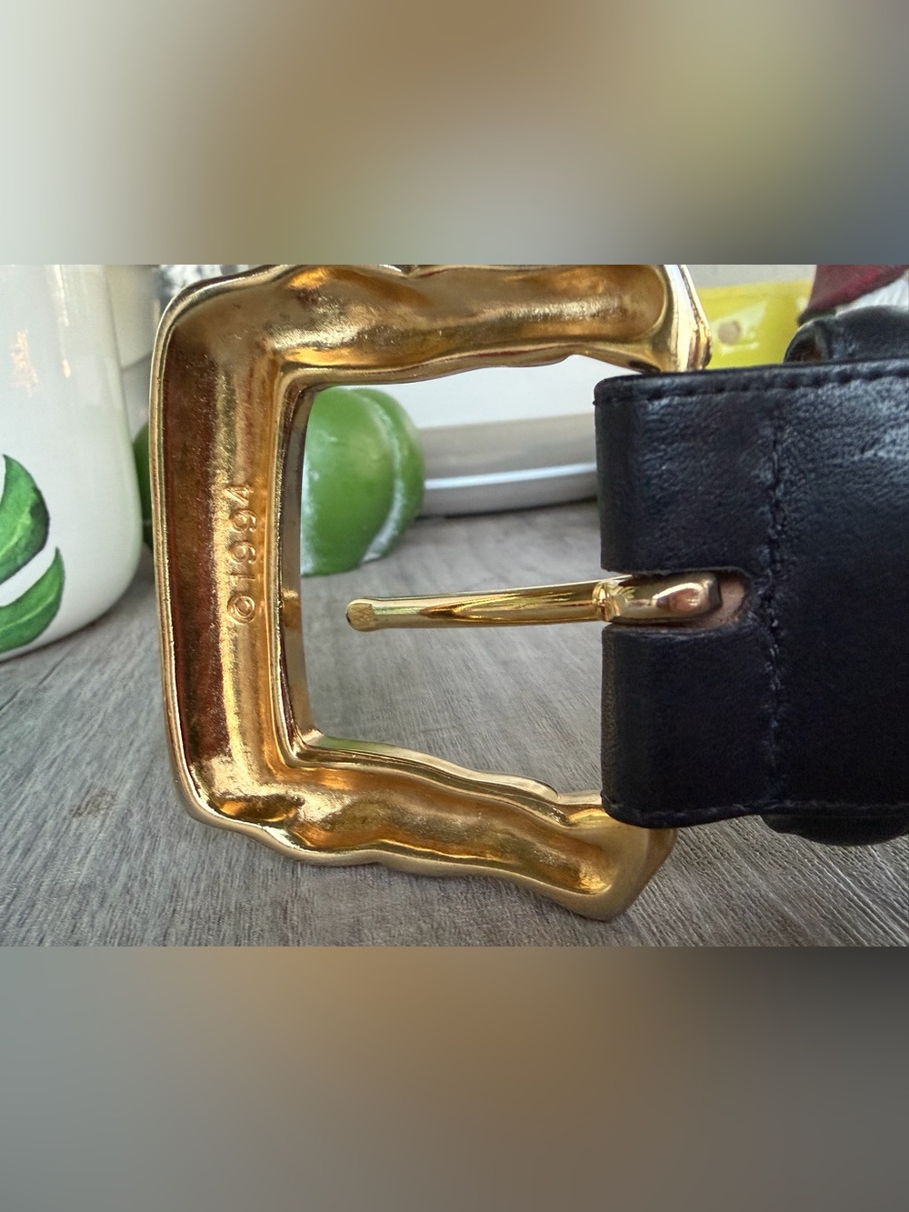 Brighton Gold Buckle with Black Leather Accent